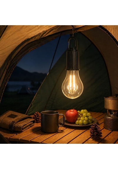 Ayrex Orret Home Şarjlı Kamp Ampulü Usb Type-c Girişli Asılabilir Led Ampul 3 Modlu Işık Gün Işığı Kamp Lamb