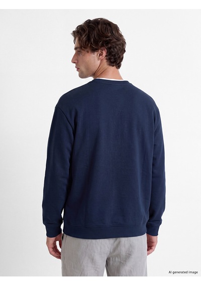 Lcw Vision Lacivert Bisiklet Yaka Erkek Kalın Sweatshirt