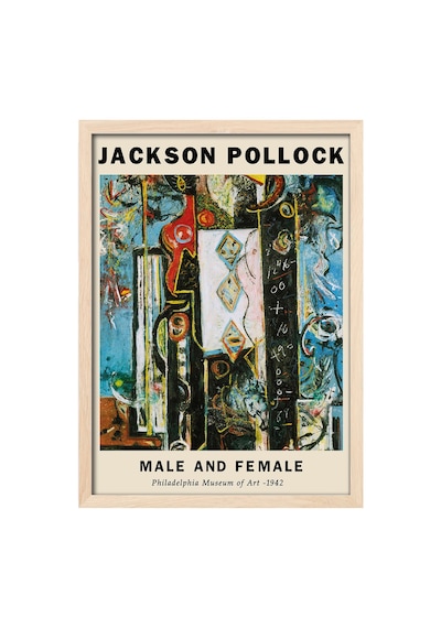 Jackson Pollock Doğal Ahşap Çerçeveli Poster, Dekoratif Sanatsal Duvar Tablosu