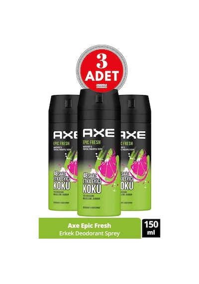Erkek Deodorant & Bodyspray Epic Fresh 48 Saat Etkileyici Koku 150 Ml 3 Adet