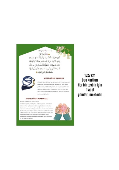 Namaz Tesbihi Vavlı 99'lu Cam İncili Ayet-el Kürsi Dua Kartı İle Renk Hediyelik 10 Adet