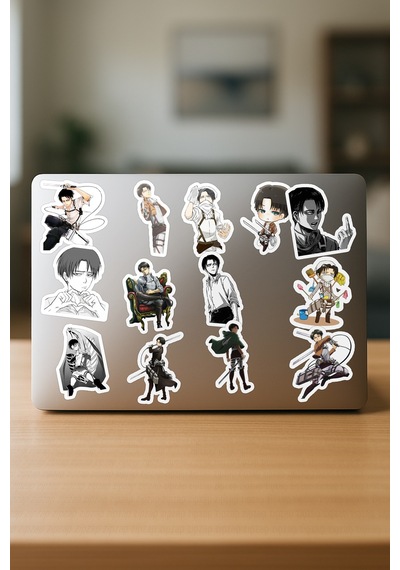 Levi Ackerman Attack On Titan Anime Telefon Laptop Yapışkanlı Folyo Sticker Paketi 20 Adet Çok Renkli