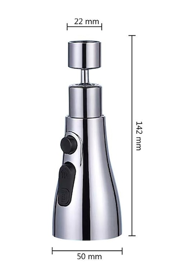 3 Fonksiyonlu Metalik Musluk Başlığı Modlu Paslanmaz Metal Musluk Başlığı Oynar Başlıklı 1 Adet