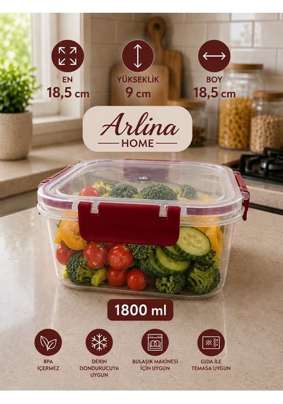 Softchef Sızdırmaz Kare 3 Lü Saklama Kabı Bordo