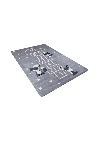 Bespoky Kareli Modern Halısı Dijital Baskı Kaymaz Gri - Hlnc074