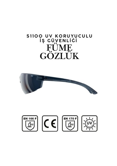 S1100 Füme İş Güvenlik Gözlüğü Uv Korumalı Silikonlu Kaymaz Gövde Burun Acıtmaz Gözlük İş Güvenliği S1100 Füme İş Güvenlik Gözlüğü Uv Korumalı Silikonlu Kaymaz Gövde Burun Acıtmaz Gözlük İş Güvenliği