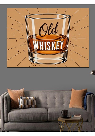 Old Whiskey Klasik Tasarım Dekoratif Kanvas - Mdf Ahşap Tablo