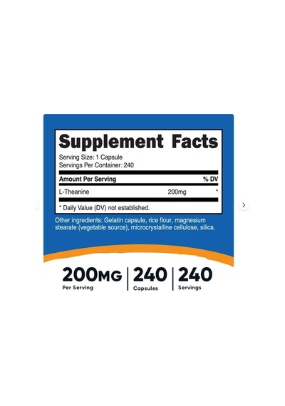 Nutricost L-theanine 200 Mg 240 Capsules.usa.43. Aromasız