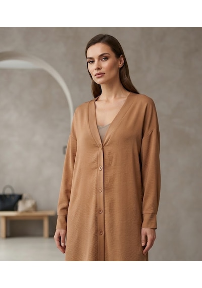Stormwear Dökümlü Oversize Gömlek Tunik Kum Beji