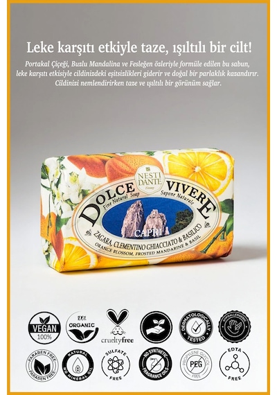 Nesti Dante Sabun Dolce Vivere Capri Turunçgil Kokusu Vegan Bakım 250 G