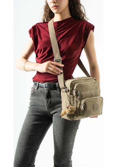 Baginn Kadın Postacı Çanta 28 32 Cm 571 Collection Klinkır Hafif Yağmur Geçirmez Klinkır Kumaş Çok Cepli Vizon