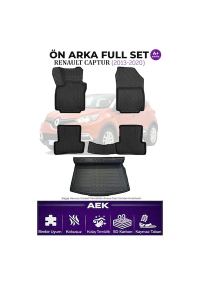 Renault Captur 2013-2019 5d Karbon Paspas Takımı +3d Pvc Bagaj Ha