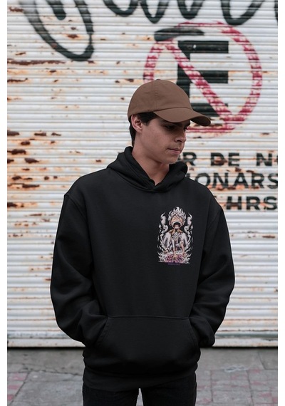 Sevbano Monkey D Luffy Gear 5 Baskılı Unisex Oversize Anime Hoodie Siyah