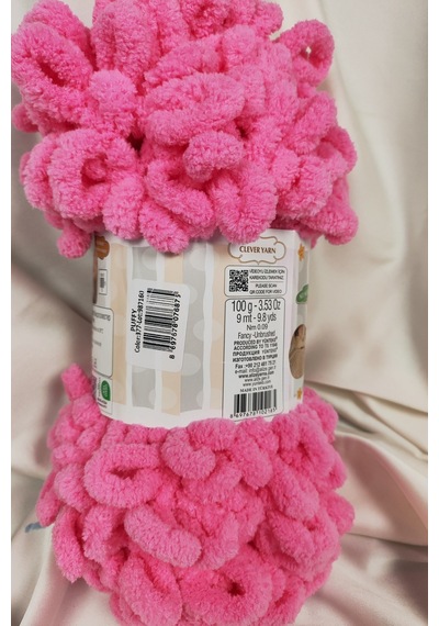 Puffy Canlı Pembe El Örgü İpi 100gr. 9mt. 5'li Paket - Renk: 377