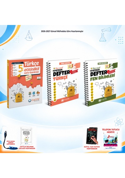 Çanta Yayınları 2026-2027 5. Sınıf Tüm Dersler 3 Kitap Türkçe Soru/türkçe-fen Defter Set