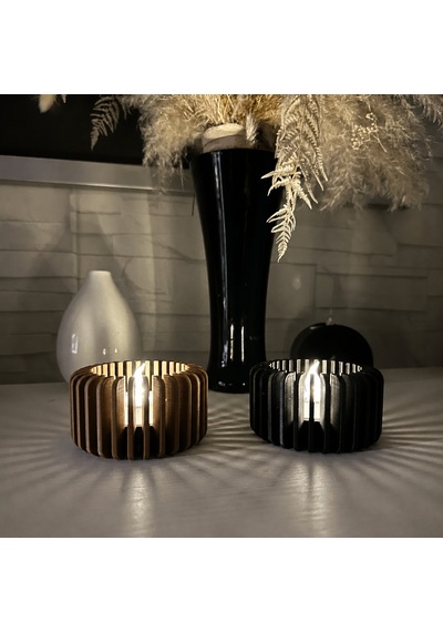 3d Baskı Modern Çizgili Mumluk - Tealight Mumluk 1 Adet -kahverengi Renkli