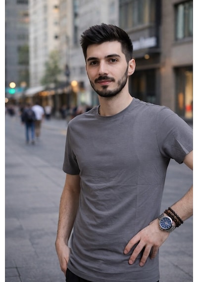 Luxıc Core Unisex Açık Gri %100 Pamuk Basic Tişört Bisiklet Yaka Kısa Kol Rahat Kesim Günlük Yazlık L - Lcr-ts-acıkgrı