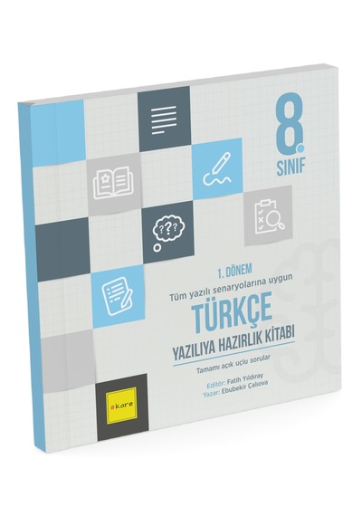 Kare Yayınları 8. Sınıf 1. Dönem Türkçe Yazılıya Hazırlık Kitabı