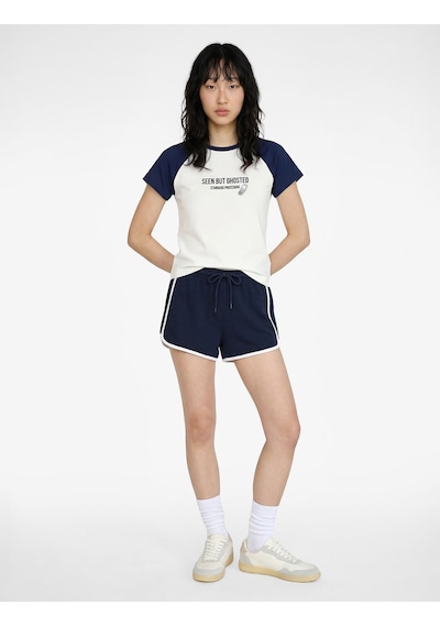 Koton Slim Fit Beli Bağcıklı Biyeli Mini Şort Lacivert 6sal40105ık