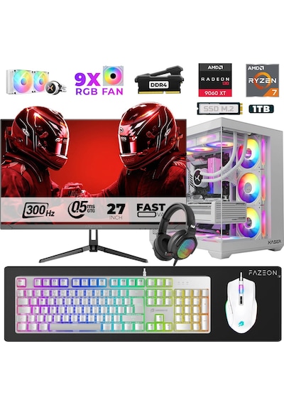 Xaser Star X160 R7-5700X 32 GB 1 TB SSD 16 GB RX9060XT 27" Dos NVME Masaüstü Oyuncu Bilgisayarı
