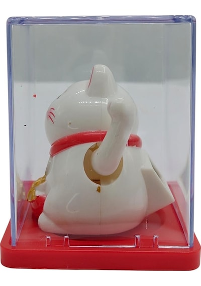Maneki Neko El Sallayan Mini Şans Kedisi Beyaz Solar Güneş Enerjili 5x5cm Y5byz05