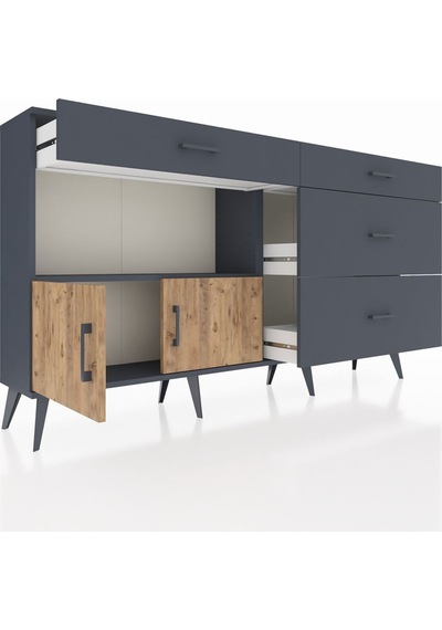 Arges Konsol Tek Raflı 4 Çekmeceli 2 Kapaklı 176x30x99 Antrasit-ç Antrasit-çam/antrasit Arges Konsol Tek Raflı 4 Çekmeceli 2 Kapaklı 176x30x99 Antrasit-ç Antrasit-çam/antrasit