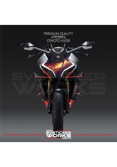 Cfmoto 450sr Sticker Ön Kafa Kaplama Modeli Hazır Kit Kırmızı Şimşek Desen Kaplama Kırmızı