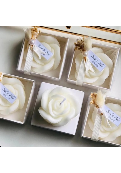 Bernami Mum Pinterest 15 Adet Beyaz Kraft Kutu Gül Mum Cipso Ve Etiket Detaylı, Düğün, Nişan, Kına, Doğum Günü Diğer