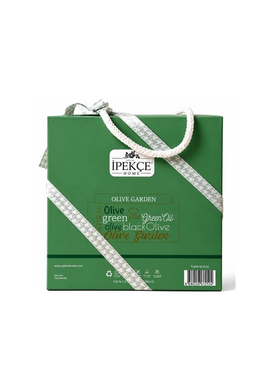 Truva Zeytin Desenli Baskılı Mutfak Peçetesi Seti 2 Li 30x50 Cm Koyu Yeşil-beyaz