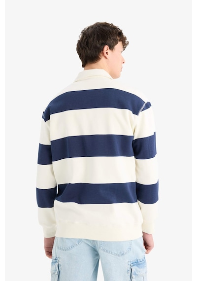 DeFacto Relax Fit Polo Yaka Çizgili Kalın Sweatshirt D7478AX25SPNV64 DeFacto Relax Fit Polo Yaka Çizgili Kalın Sweatshirt D7478AX25SPNV64