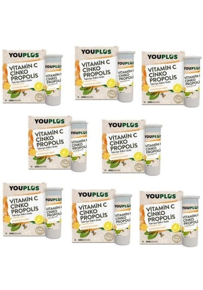 Vitamin C Çinko Propolis 20 Efervesan Tablet Limon Aromalı 20 Adet X8