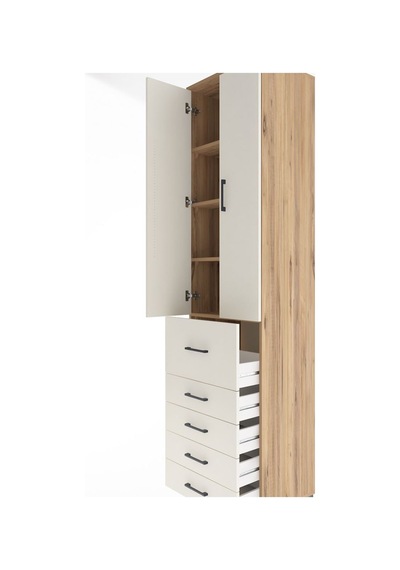 Hyperion Dolap 4 Raflı 5 Çekmeceli 2 Kapaklı 60x44x243 Çam-aytaşı Atlas Çam