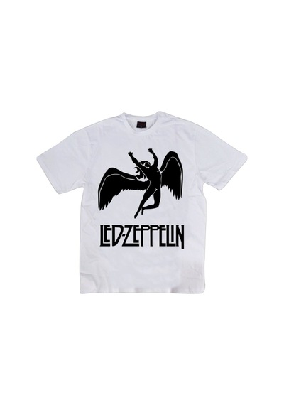 Stoned&Fame Unisex Beyaz Led Zeppelin Baskılı T-shirt Beyaz