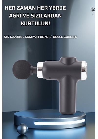 Masaj Tabancası Sporcu Masaj Aleti 4 Başlıklı Şarjlı Titreşimli Sporcu Masaj Tabancası Yeşil