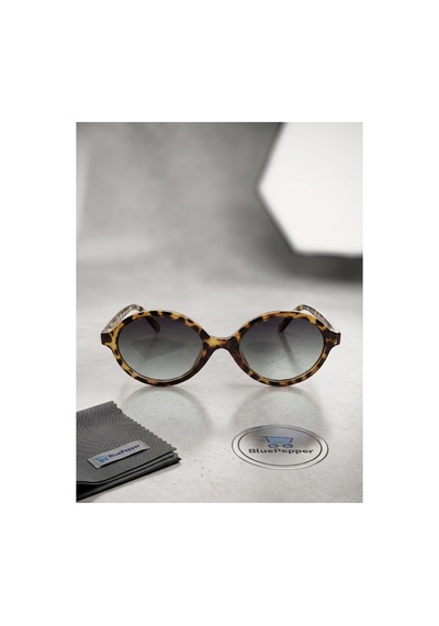 Yuvarlak Leopar Çerçeveli Siyah Camlı Modern Güneş Gözlüğü Unisex Model