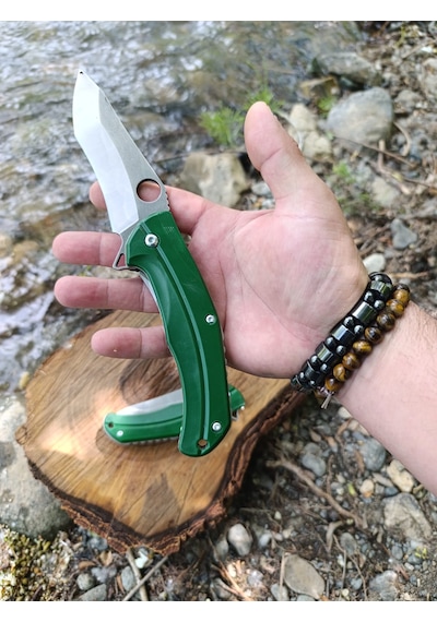 El Yapımı Outdoor Kamp Çakısı Yeşil