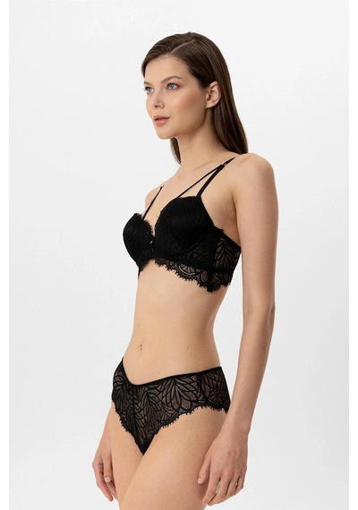 Pierre Cardin 4885 Milan Push Up Kaplı Dantelli Sütyen Takım Siyah