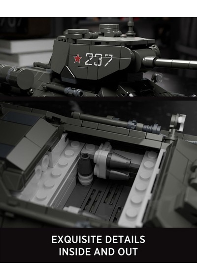 T34/85 Askeri Tank İnşaat Oyuncağı, Ww2 Sıkıştırma Elemanları Panzer Model Koleksiyonu, Yetişkinler İçin Hedi