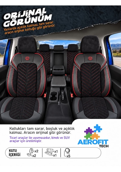 Seat Toledo Shine Siyah Kırmızı Tay Tüyü Oto Koltuk Kılıfı Tam Set-kolay Montaj-terletmez-ortopedik 2012-2018