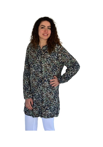 Kadın Kamufulaj Desen Viscon Gömlek Bgl-st04240 Haki