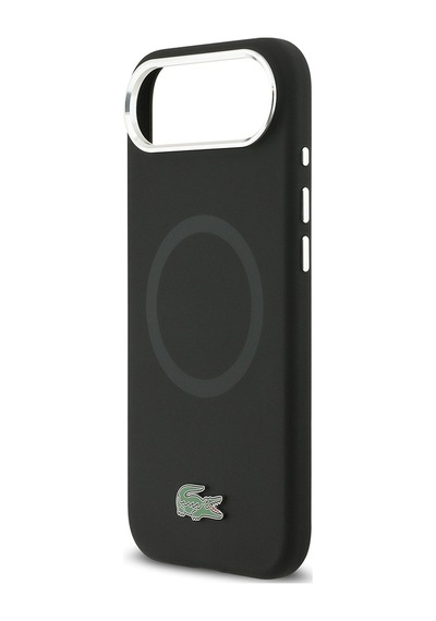 Apple Uyumlu iPhone 17 Air Kılıf Lacoste Lisanslı M-safeli İkonik Logo Metal Kamera Çerçeveli Silikon Kapak Siyah Siyah