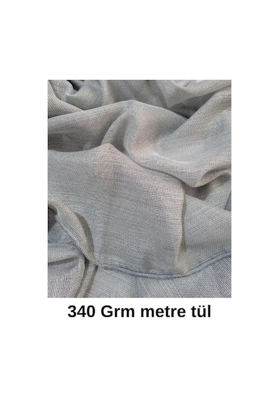 Keten Tül Çuval Desen Görünümlü 1/3 Sık Boru Pileli Bej