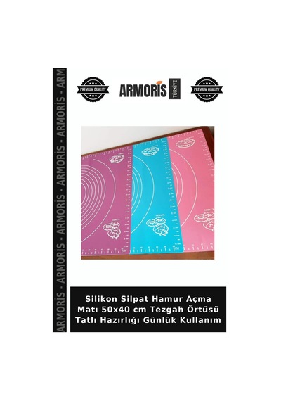 Silikon Silpat Hamur Açma Matı 50x40 Cm Tezgah Örtüsü Tatlı Hazırlığı Günlük Kullanım Çok Renkli