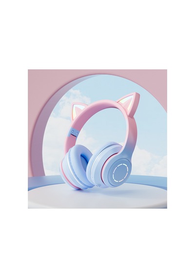 Kulak Üstü Bluetooh Kulaklık Rgb Işıklı Katlanabilir Aux Kablolu Stero Oyun Ve Müzik Kulaklığı Mavi - 605390252