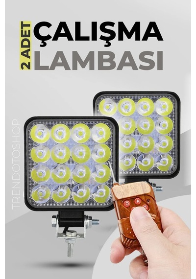 16 Led Off Road Çalışma Ve Sis Lambası 2'li 48w 12-24v Çakar M...
