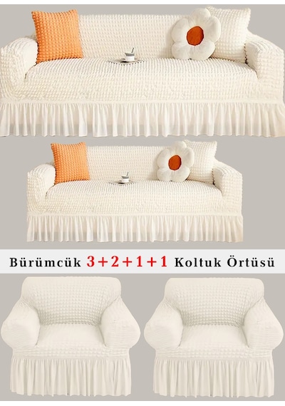 Upmall Bürümcük Koltuk , Çekyat Örtüsü, Kılıfı 3211 Krem Krem