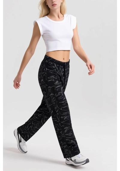 Aura Collections Kadın Viskon Pamuklu Pijama Altı Soft Örme Mevsimlik Ev Pantolonu Siyah