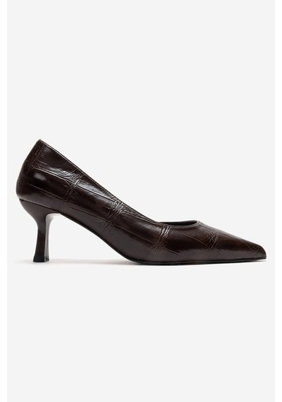Luvishoes Arel Kahverengi Baskı Kadın Topuklu Ayakkabı