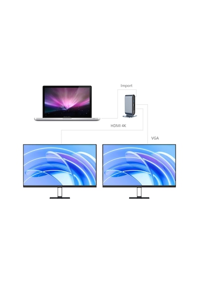 Usb C To Hdtv + Vga + 7 Ports Hub + Sd/tf Readcarder Sb C Hub Dizüstü Bilgisayar Bağlantı İstasyonu, Vga İle 12'si 1 Arada Dock, Hdmı 4k, 100mbps Ethernet, 3 X Usb-a 3.0 Ve 100w Usb- Zr773