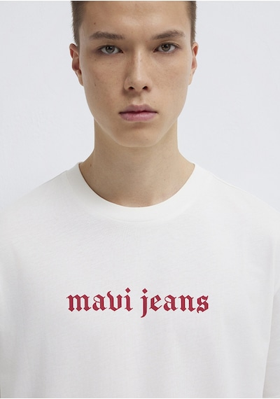 Mavi - Mavi Jeans Baskılı Ekru Tişört 0613201-70057 Ekru
